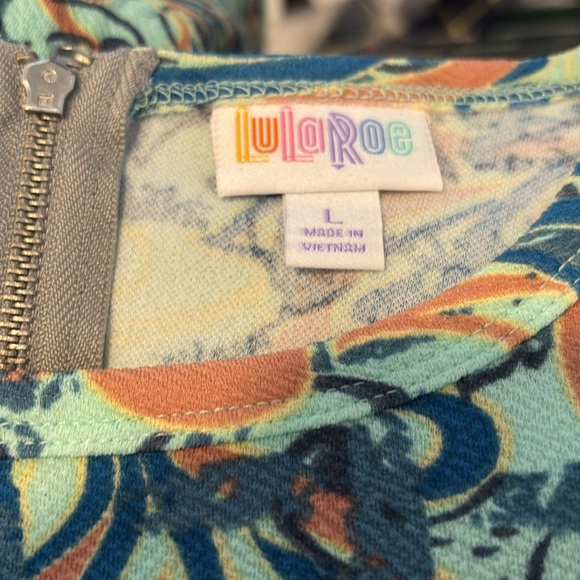 LuLaRoe Amelia NWT women’s teal floral pleated knee length dress size large - Picture 10 of 12